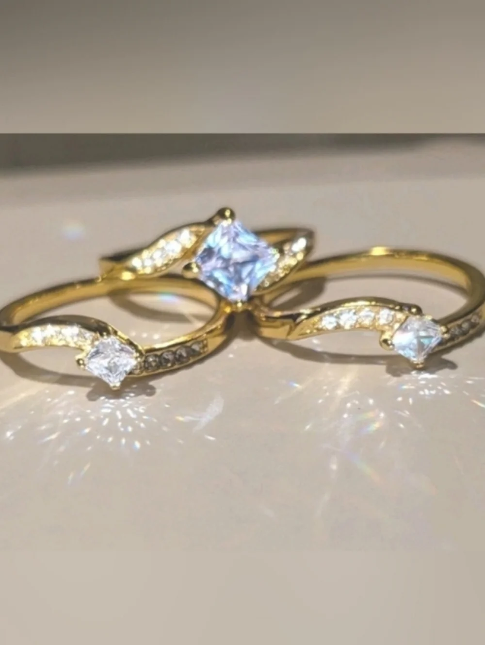 3ct Lab Created Diamond Engagement Bridal Ring Set 14k Yellow Gold Plated 10